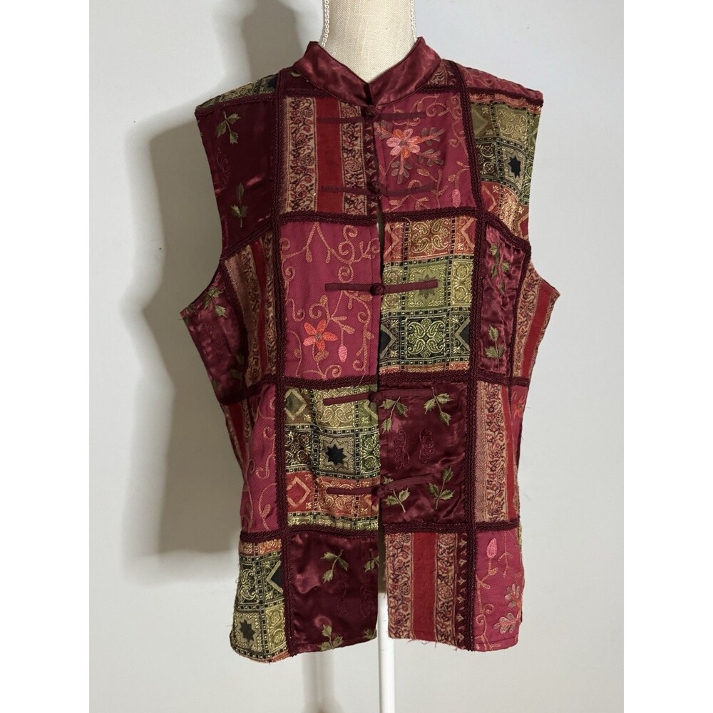 Coldwater Creek Jacquard Patchwork Paisley Vest Women’s Size Large Art To Wear